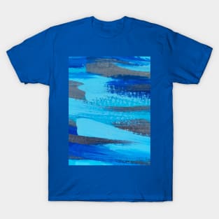 Blue and Silver Paint Strokes T-Shirt